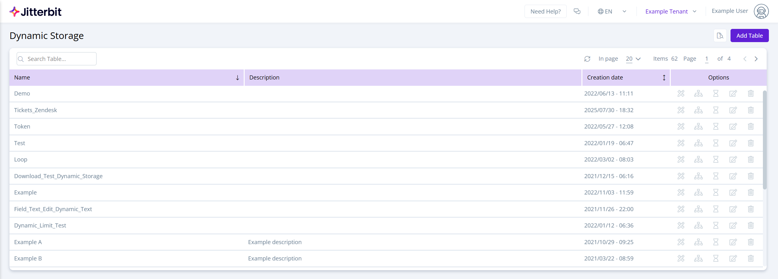 Dynamic Storage page